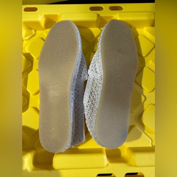 NWT ZARA ECRU WHITE FLAT MESH ESPADRILLES SHOES WITH CROCHET EFFECT - Picture 4 of 5